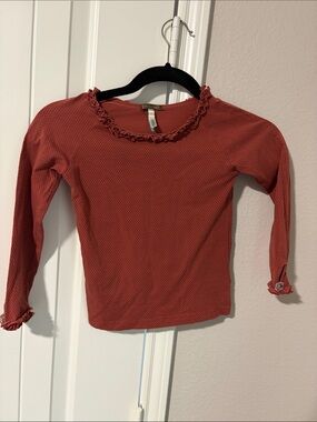 Matilda Jane Long Sleeve Ruffled Neck Top in Dusty Coral